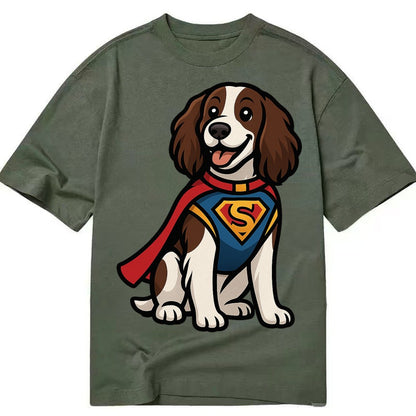 Springer Spaniel Friendly Hero Sitting Attentive With Paws V Classic T-shirt – Army Green