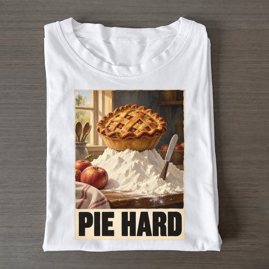 Pie Hard Painted Pop Culture Pun Classic T-shirt – White