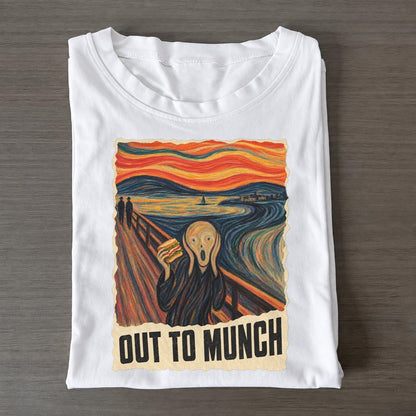 Out To Munch Screaming Figure Art Pun Classic T-shirt – White