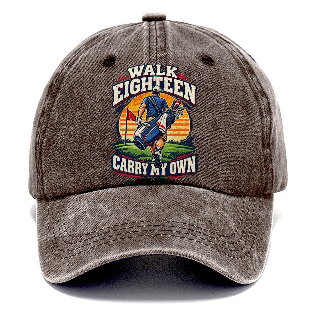 Walk Eighteen Carry My Own Golf Life Classic Cap – Brown