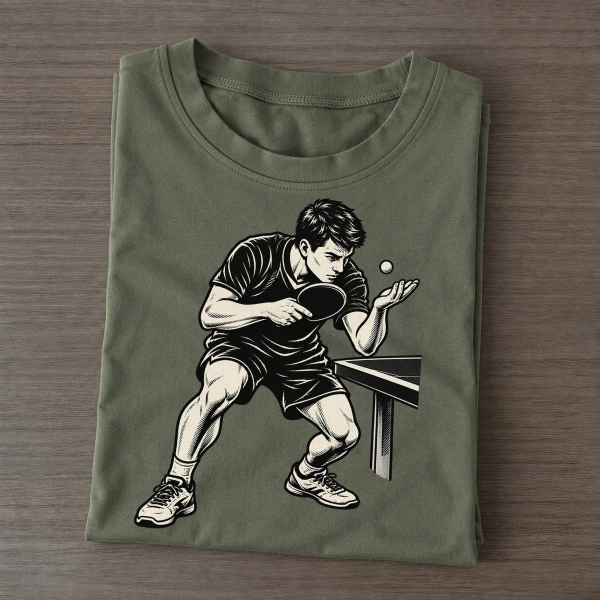 Table Tennis Low Toss Serve Global Sports Ink Figures Classic T-shirt – Army Green