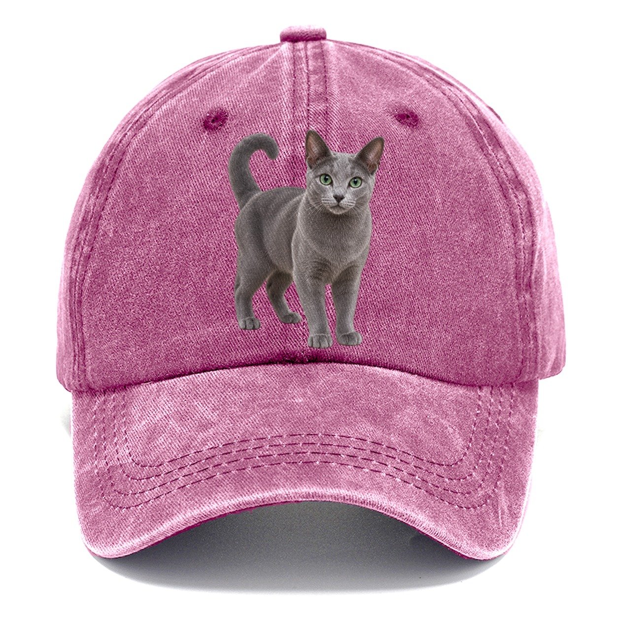 Russian Blue Standing Three Quarter Realistic Cat Portrait Classic Cap – Dusty Rose