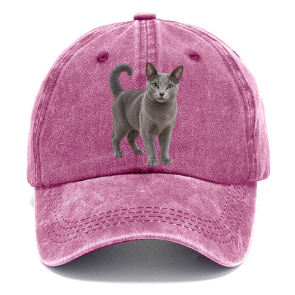 Russian Blue Standing Three Quarter Realistic Cat Portrait Classic Cap – Dusty Rose