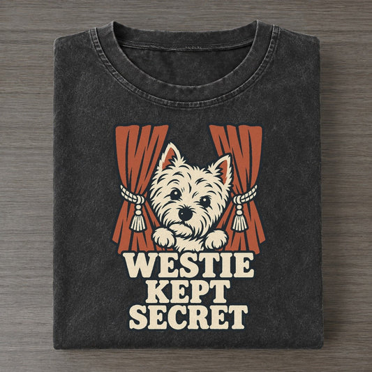 Westie Kept Secret Familiar Punchlines Vintage T-shirt – Black