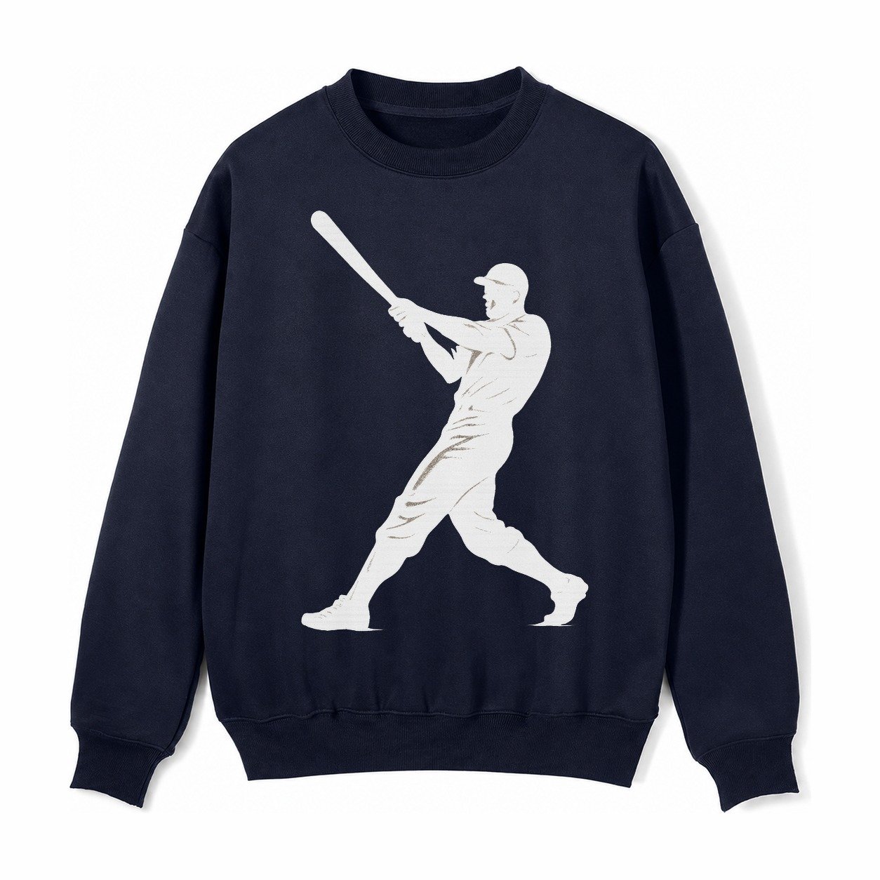 Baseball Batter In Full Swing Fleece Sweatshirt – Navy Blue