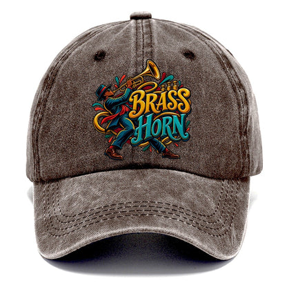 Brass Horn Wordmark Music Instruments Classic Cap – Brown