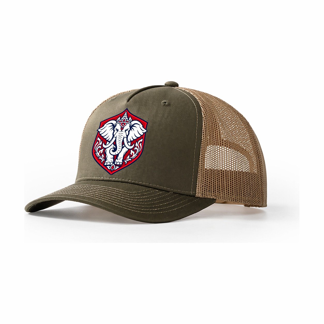 Thailand Minimal Emblem Country Logos Trucker Hat – Olive Khaki