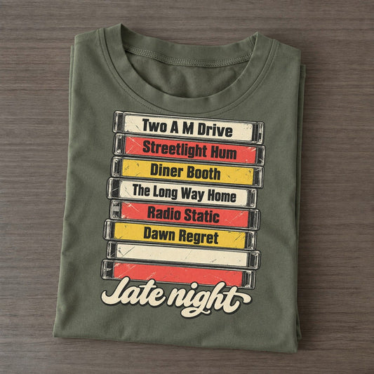 Late Night Rewind Shelf Classic T-shirt – Army Green