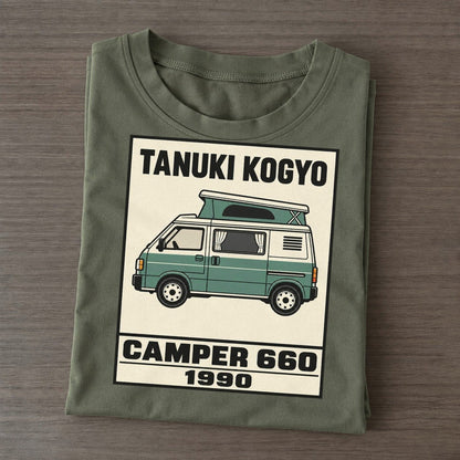 Tanuki Camper Showa Speed Plates Classic T-shirt – Army Green