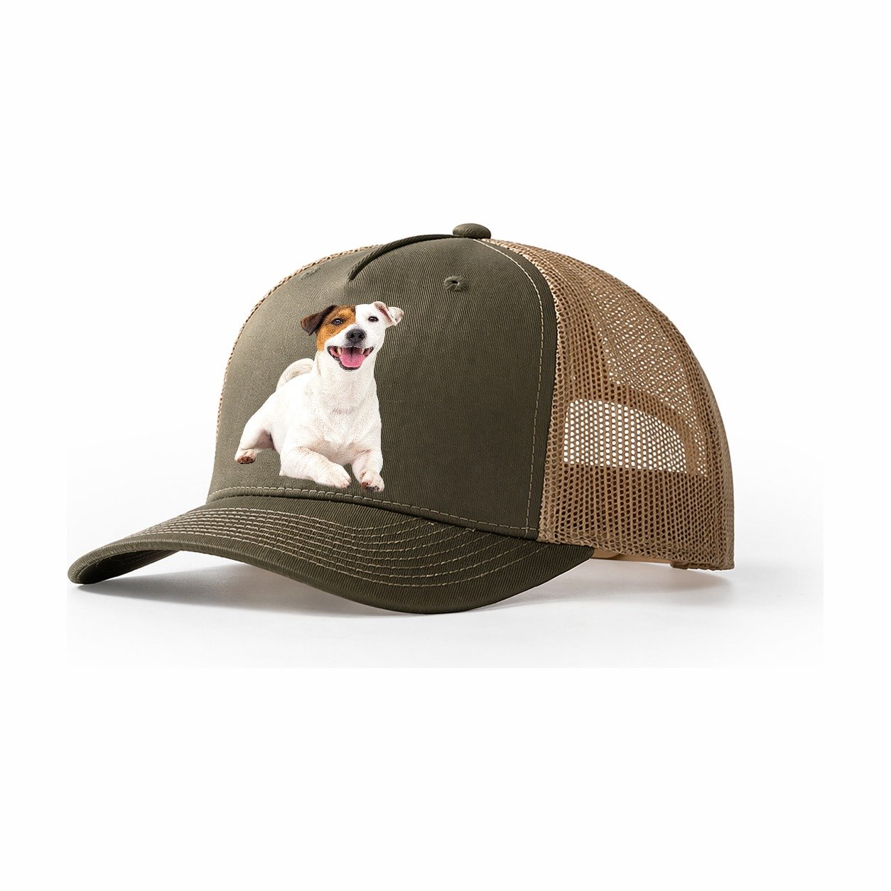 Jack Russell Terrier Dog Trucker Hat – Olive-Khaki