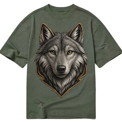 Wolf Totem Spirit Animal Silver Gray Thread Loyalty And Stre Classic T-shirt – Army Green