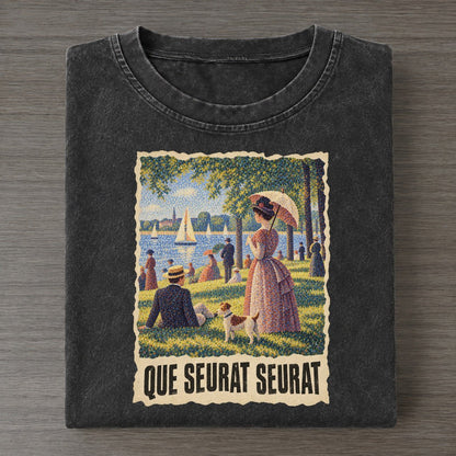 Que Seurat Seurat Sunday Park Art Pun Vintage T-shirt – Black