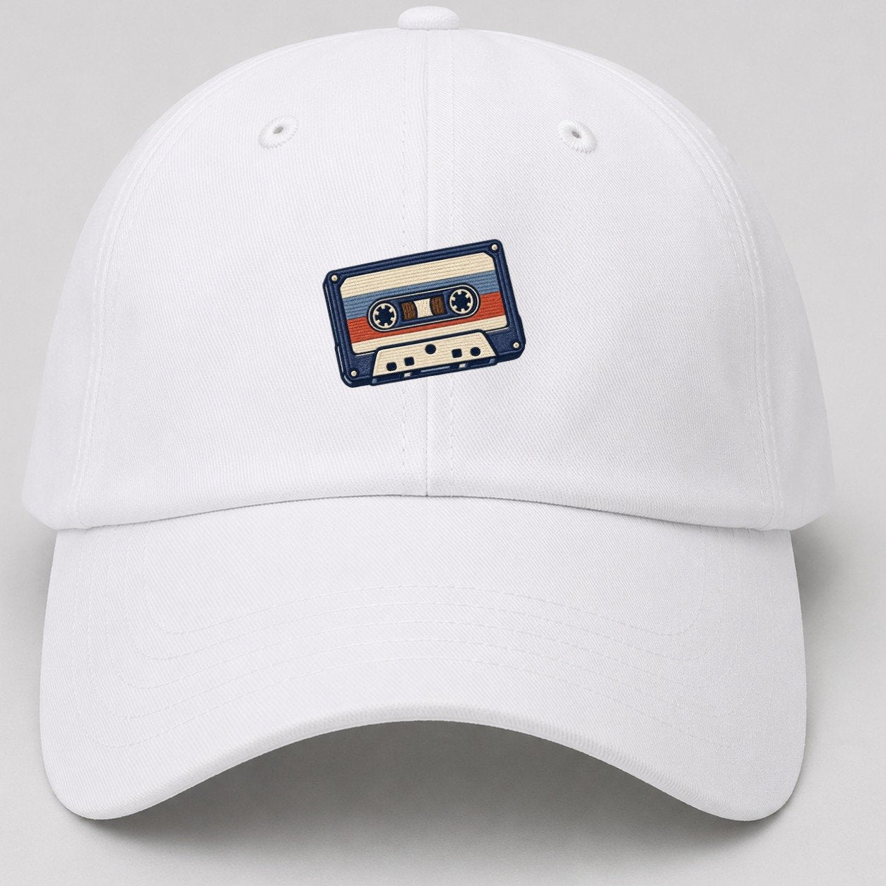 Cassette Tape Tiny Solo Marks Baseball Cap – White