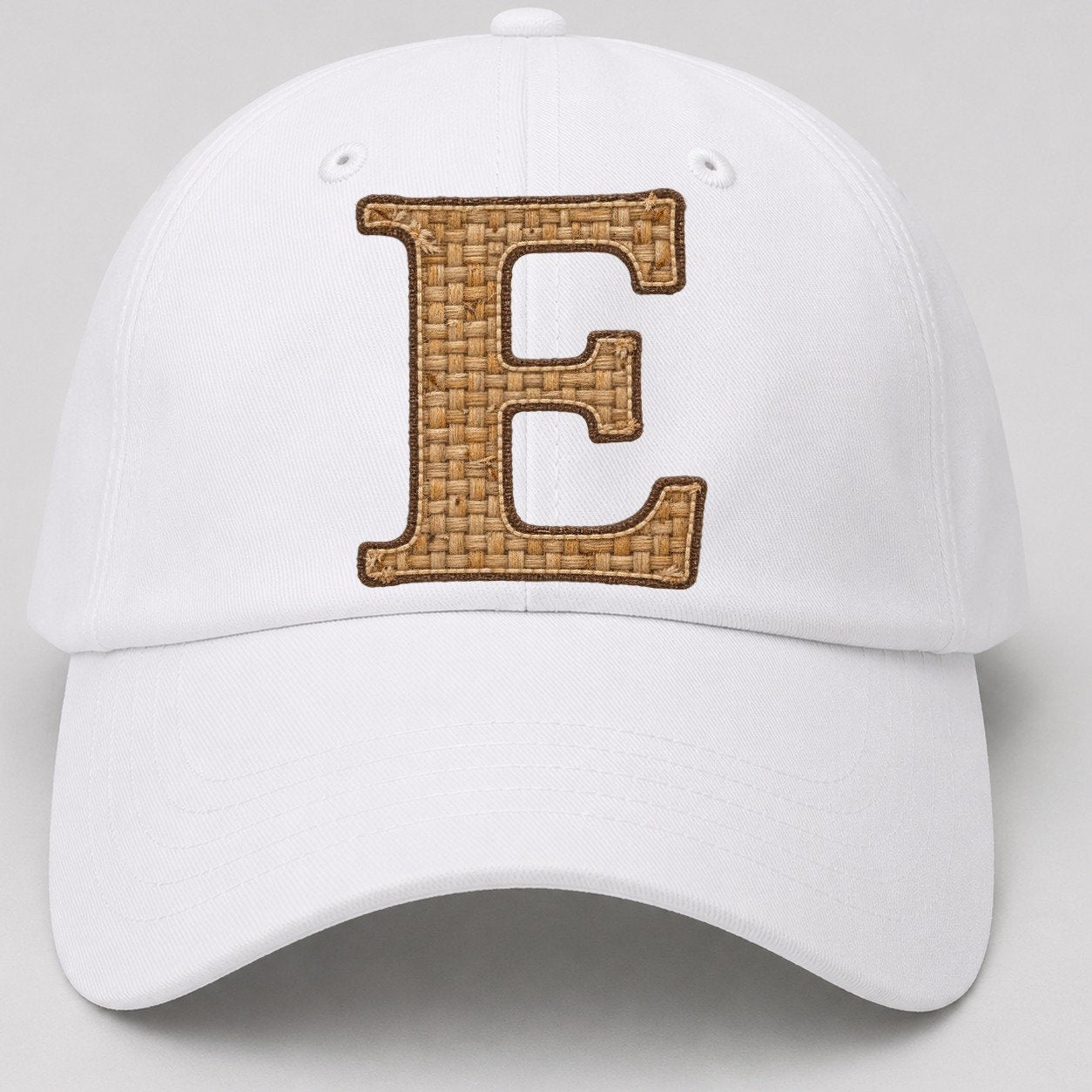 Woven Tweed E Monogram Baseball Cap – White