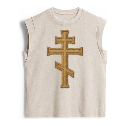 Orthodox Cross Vintage Washed Tank – Beige