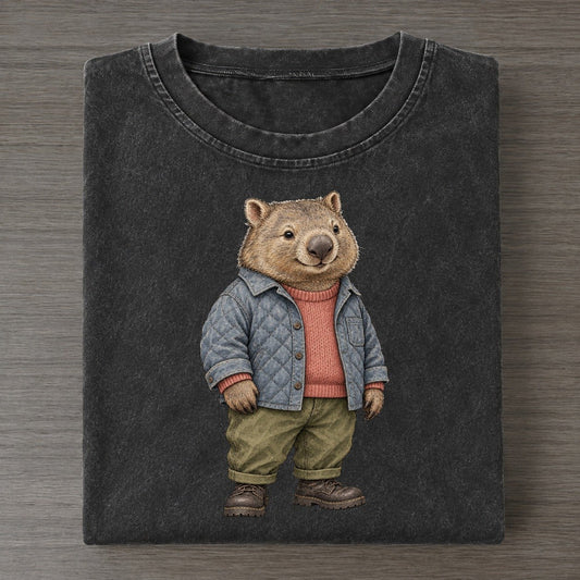 Common Wombat Wardrobe Portrait Wild Wardrobe Portraits Vintage T-shirt – Black