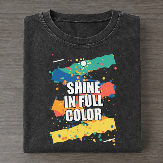 Shine In Full Color Colorburst Uplift Vintage T-shirt – Black