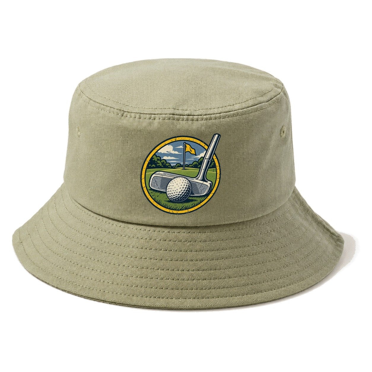 Putter And Ball Circle Golf Life Bucket Hat – Army Green