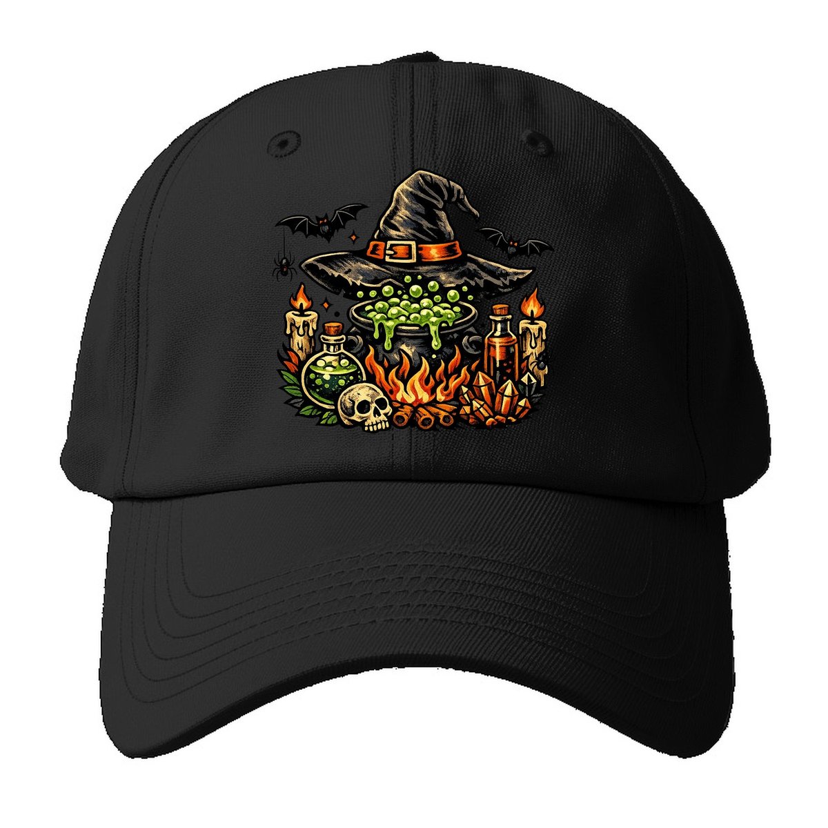 Witch Cauldron Skull Hat Baseball Cap – Black