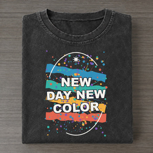 New Day New Color Colorburst Uplift Vintage T-shirt – Black