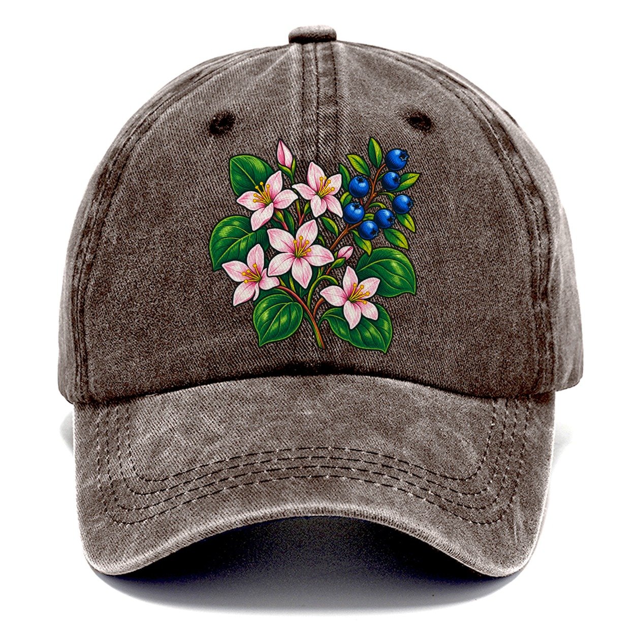 Nova Scotia Mayflower And Wild Blueberries Canada Cultural Icons Classic Cap – Brown