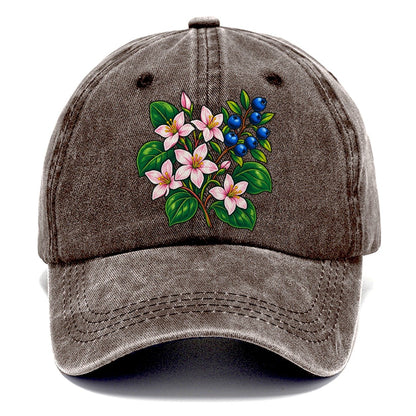 Nova Scotia Mayflower And Wild Blueberries Canada Cultural Icons Classic Cap – Brown