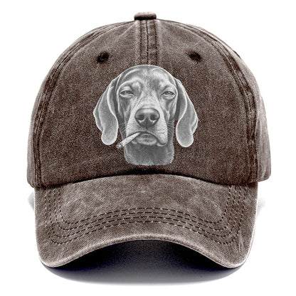 Weimaraner A Loosely Hand Rolled Cigarette Smoking Dogs Smoking Dogs Portraits Classic Cap – Brown
