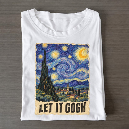 Let It Gogh Starry Village Art Pun Classic T-shirt – White