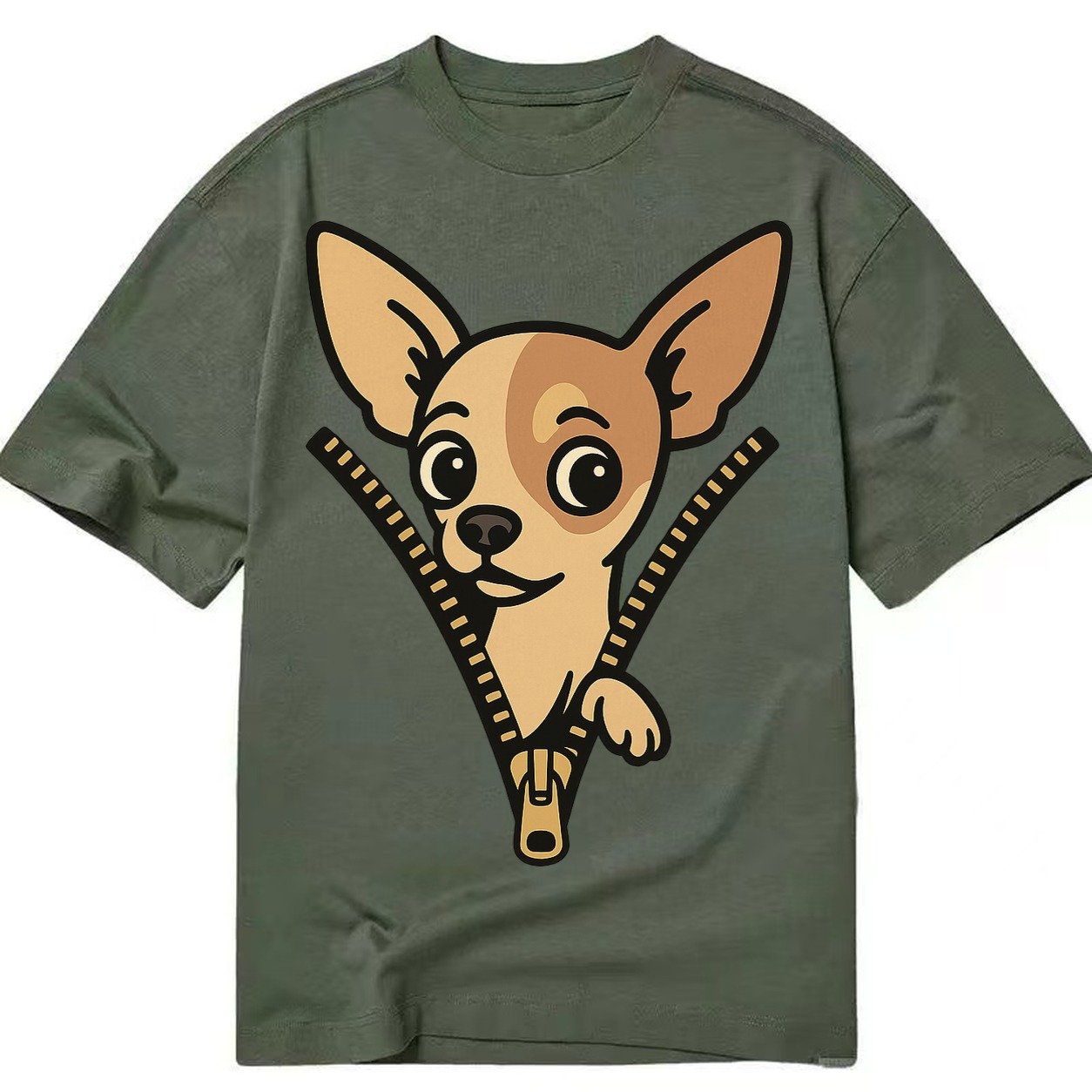 Chihuahua Apple Head Large Pointed Ears Big Round Eyes Tiny Classic T-shirt – Army Green