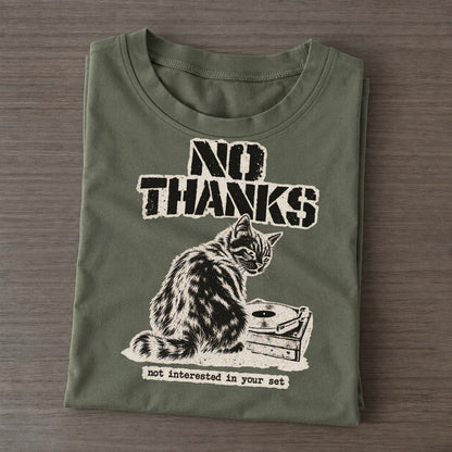 No Thanks Alley Cat Records Classic T-shirt – Army Green