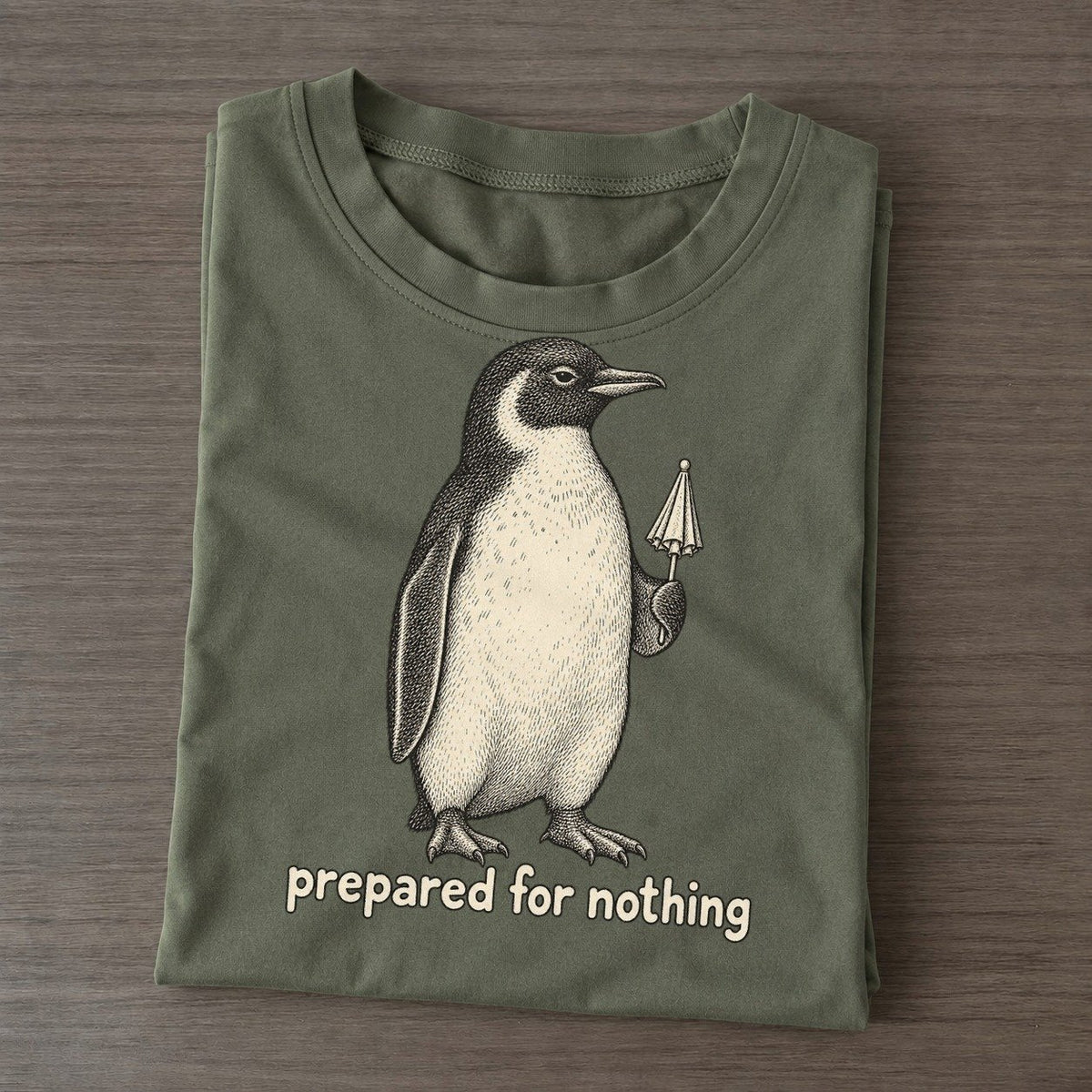 Penguin Prepared For Nothing Unbothered Creatures Classic T-shirt – Army Green
