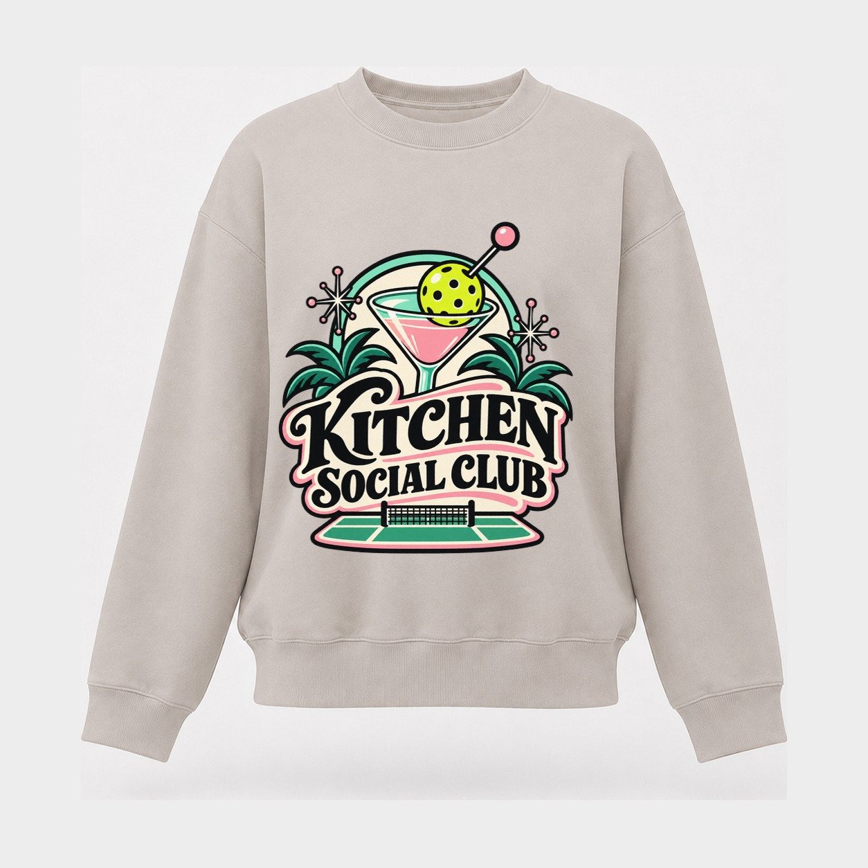 Kitchen Social Club Pickleball Life Women's Crewneck Sweatshirt – Beige
