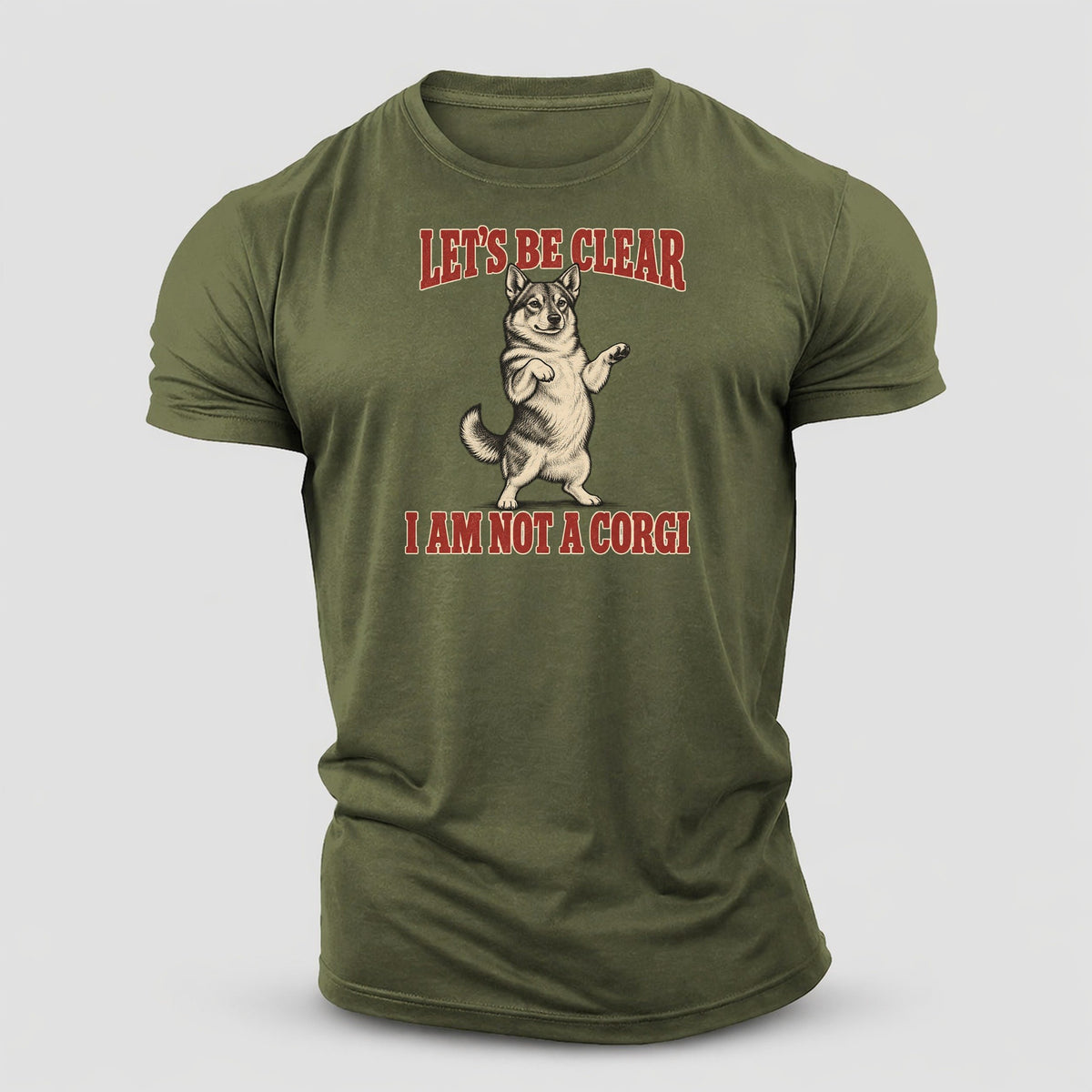 Swedish Vallhund Dog Declarations Cotton T-Shirt – Army Green