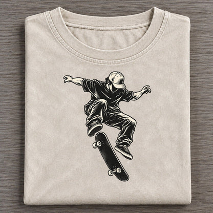 Skateboarder Kickflip Global Sports Ink Figures Vintage T-shirt – Off White