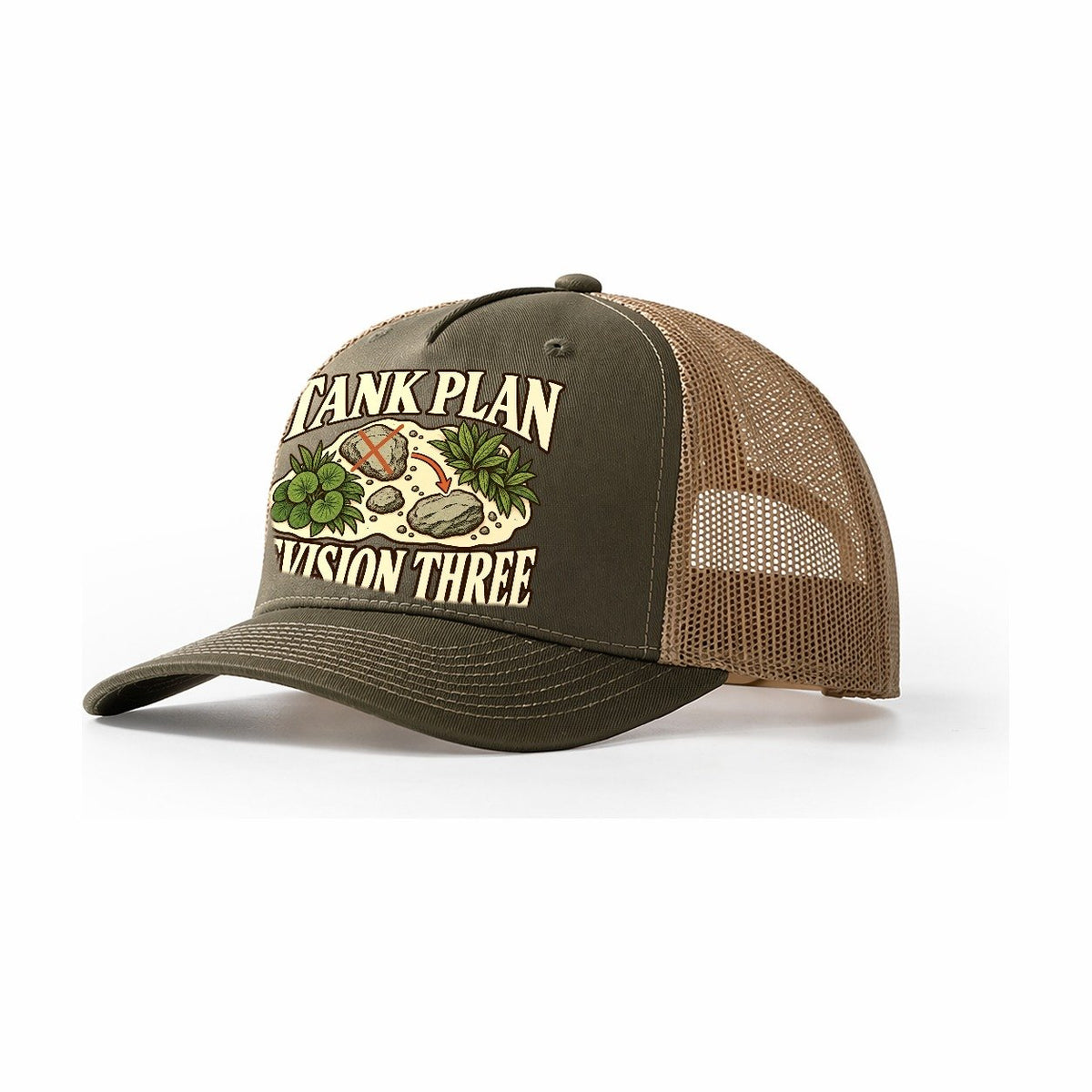 Tank Plan Revision Three Aquarium Keeping Trucker Hat – Olive Khaki