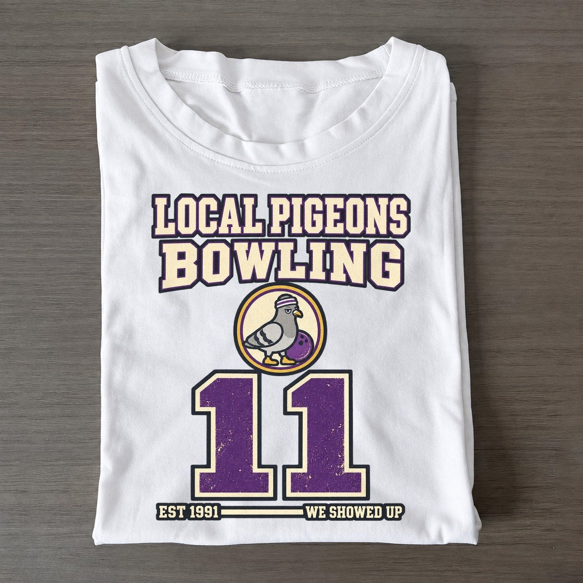 Pigeon Bowling Sunday Nobodies Classic T-shirt – White