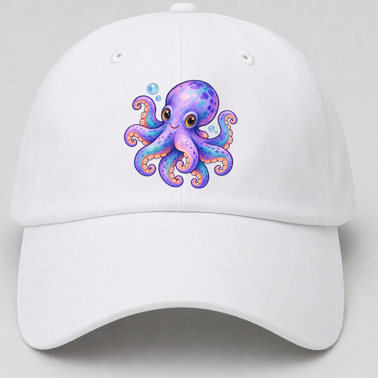 Octopus Playful Pinwheel Sea Sprite Baseball Cap – White