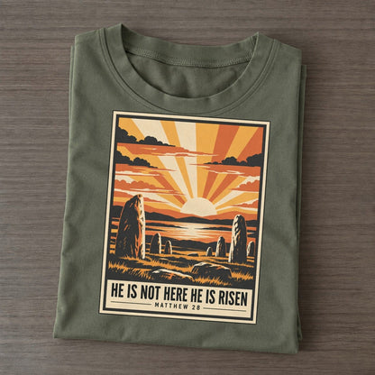 He Is Not Here Given Light Classic T-shirt – Army Green