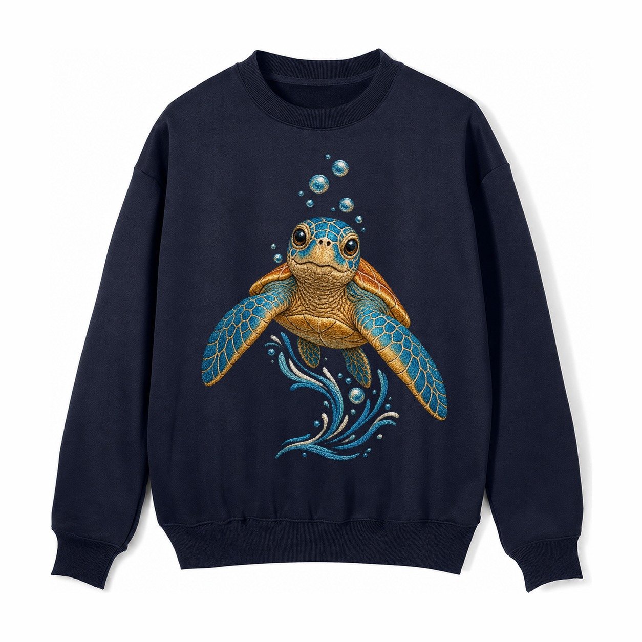 Sea Turtle Serenity Fleece Sweatshirt – Navy Blue