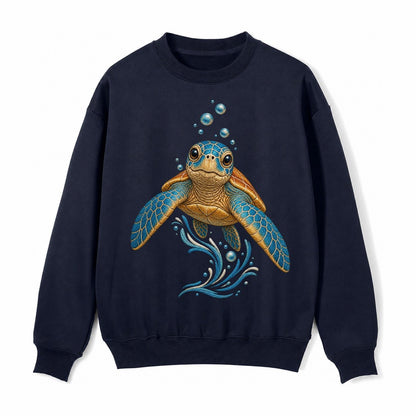 Sea Turtle Serenity Fleece Sweatshirt – Navy Blue