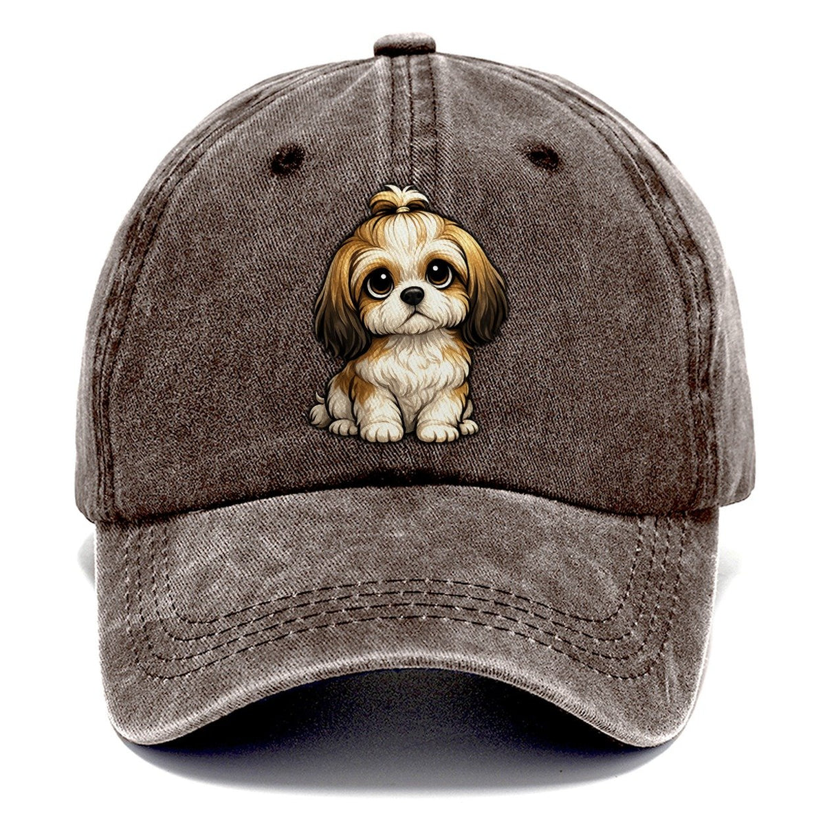 Shih Tzu Sitting Sweetheart Classic Cap – Brown