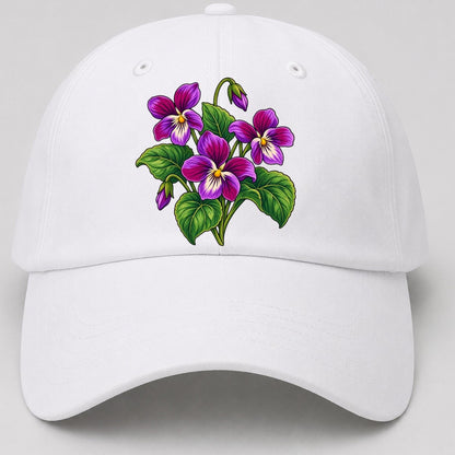New Brunswick Purple Violet Canada Cultural Icons Baseball Cap – White