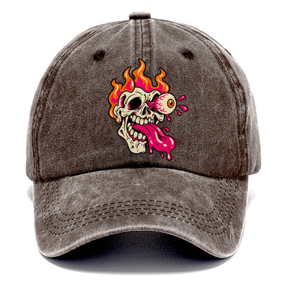 Flame Skull Tongue Crazy Styles Classic Cap – Brown