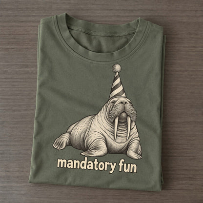 Walrus Mandatory Fun Unbothered Creatures Classic T-shirt – Army Green