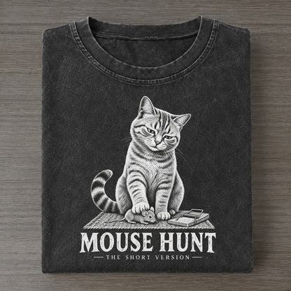Mouse Hunt Short Version Cats Vintage T-shirt – Black