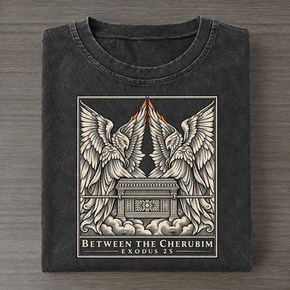 Between The Cherubim Sixfold Wings Vintage T-shirt – Black