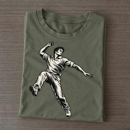 Cricket Fast Bowler Release Global Sports Ink Figures Classic T-shirt – Army Green