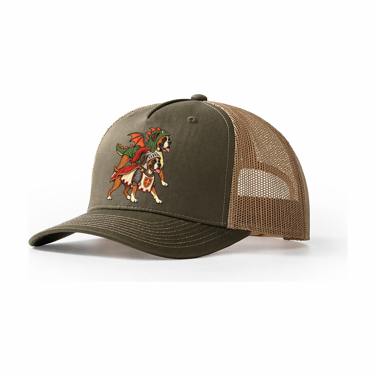 2 Boxers In Halloween Costumes Hdp 32 Parade Lineup Halloween Dog Parade Trucker Hat – Olive Khaki