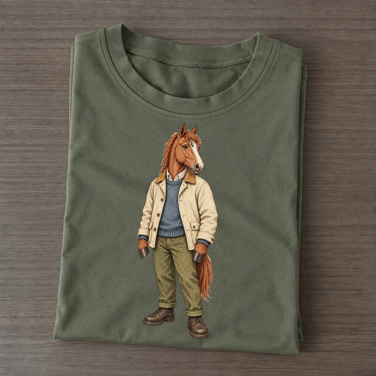 Chestnut Horse Wardrobe Portrait Wild Wardrobe Portraits Classic T-shirt – Army Green