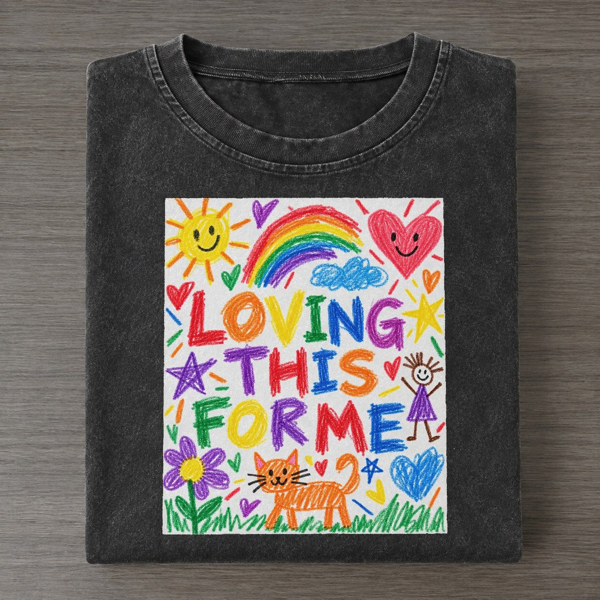 Loving This For Me Crayon Hour Vintage T-shirt – Black